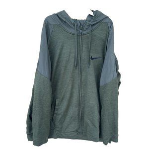 Nike‎ Jacket Adult 2XL Green Full Zip Dri Fit Swoosh Logo Hooded Casual Mens